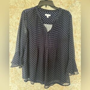 Charter Club Blue Flutter Sleeve Blouse